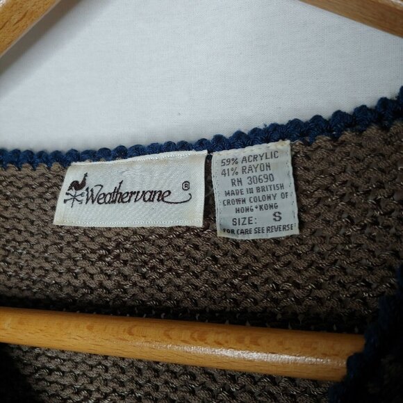 Vintage Weathervane Womens Small Sweater Pullover Geometric Teal Brown Retro - Picture 5 of 6